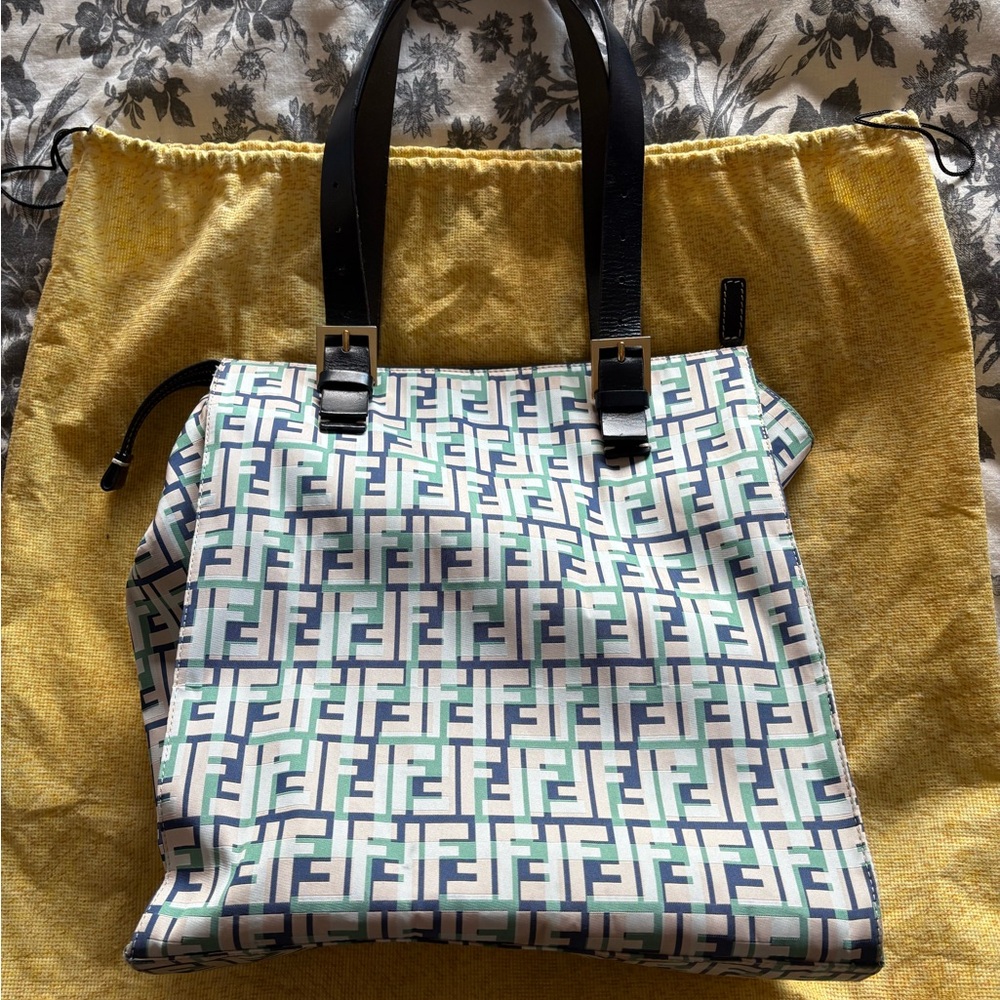 AUTHENTIC Fendi Zucchino FF Bag. Green Purple Blue White. Great condition!